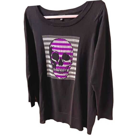 TORRID Plus Size  Striped SKULL PULLOVER SWEATER 1X - Picture 4 of 12